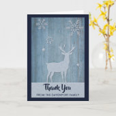 Rustisch Wood Blue Reindeer Country Kerstmis Kaart (Gele Bloem)