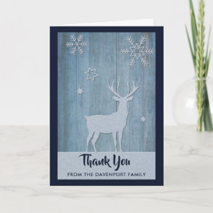Rustisch Wood Blue Reindeer Country Kerstmis Kaart