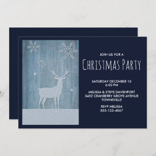 Rustisch Wood Blue Reindeer Country Kerstmis Kaart