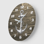Rustisch Wood Nautisch  Anchor Grote Klok (Hoek)