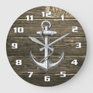 Rustisch Wood Nautisch  Anchor Grote Klok