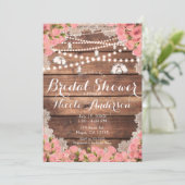 Rustisch Wood Roze Roses Elegant Vrijgezellenfeest Kaart (Staand voorkant)