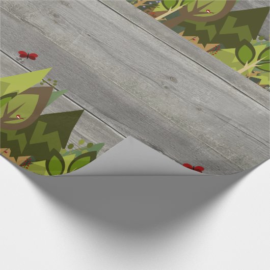 Rustisch Wood Wood Dier Cadeaupapier (Hoek)