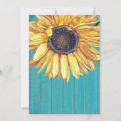 Rustisch Zonnebloem Blauwgroen Hout Wedding Vrijge Kaart (Achterkant)