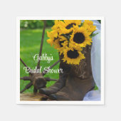 Rustisch zonnebloem Cowboy Boot Western Vrijgezell Servet (Voorkant)