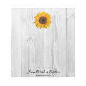 Rustisch Zonnebloem Gepersonaliseerd Notitieblok (Voorkant)