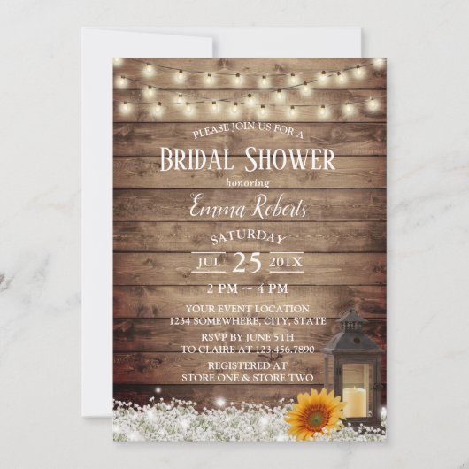 Rustisch Zonnebloem  Lantaarns Vrijgezellenfeest Kaart (Voorkant)