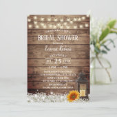 Rustisch Zonnebloem Lantaarns Vrijgezellenfeest Kaart (Staand voorkant)