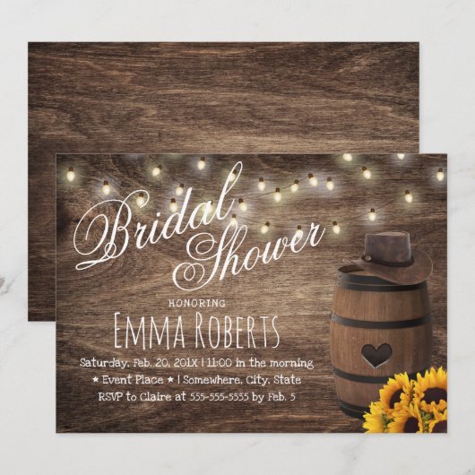 Rustisch Zonnebloem Western Vrijgezellenfeest Kaart (Voorkant / Achterkant)