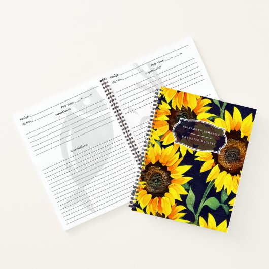 Rustisch zonnebloemenboek voor keukens notitieboek (Binnen)