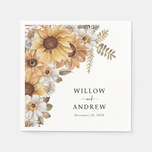 Rustisch zonnebloempapier Napkin Servet (Voorkant)