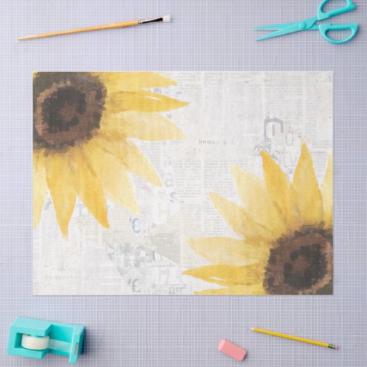 Rustisch zonnebloempje — Plattelandsbloemenpapier Tissuepapier (Craft)