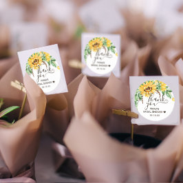 Rustisch Zonnebloemscript Dank je Vrijgezellenfees Ronde Sticker