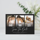 Rustisch zwart Afbeelding Collage Sla de datum op Kaart (Staand voorkant)