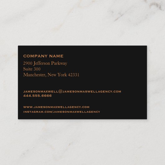 Rustisch zwart Afbeelding en bruin leder Visitekaartje (Achterkant)