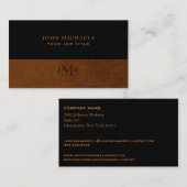 Rustisch zwart Afbeelding en bruin leder Visitekaartje (Voorkant / Achterkant)