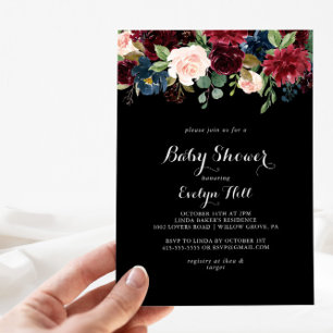 Rustisch zwart Baby shower Kaart