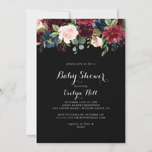 Rustisch zwart Baby shower Kaart (Voorkant)