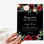 Rustisch Zwart Botanisch Spaans Vrijgezellenfeest Kaart<br><div class="desc">Deze roestkleurige zwarte botanische Spaanse bruiddoucheuitnodiging is perfect voor een klassieke trouwdouche. Het ontwerp is voorzien van bruine,  rode,  marineuze,  blauwe en zwarte stralende en grijze handbeschilderde bloemen in een zwarte achtergrond,  die de natuurlijke schoonheid inspireren.</div>