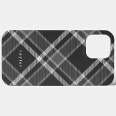 Rustisch zwart en grijs Tartan met naam Case-Mate iPhone Case (Achterkant (horizontaal))