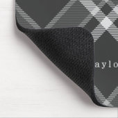 Rustisch zwart en grijs Tartan met naam Muismat (Hoek)