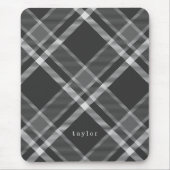 Rustisch zwart en grijs Tartan met naam Muismat (Voorkant)
