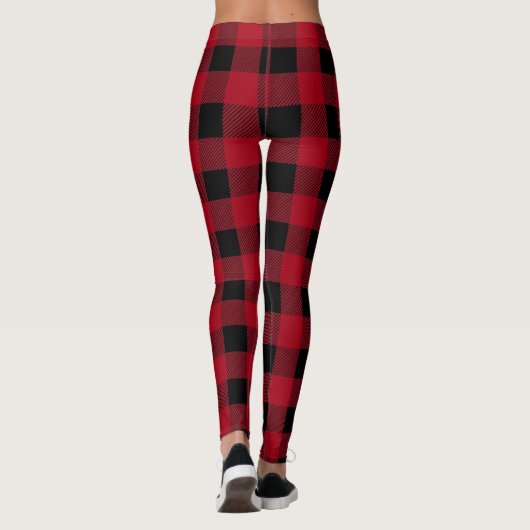Rustisch zwart en rood buffel geplakt modern leggings (Achterkant)