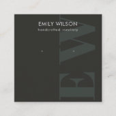 Rustisch zwart-gebold monogram tonerscherm vierkante visitekaartje (Voorkant)