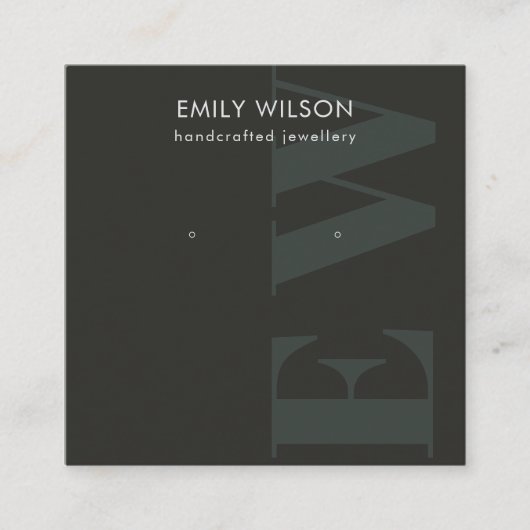 Rustisch zwart-gebold monogram tonerscherm vierkante visitekaartje (Voorkant)