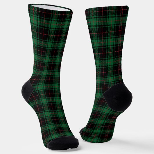 Rustisch zwart-groen rood tartan-patroon sokken (Gebogen)