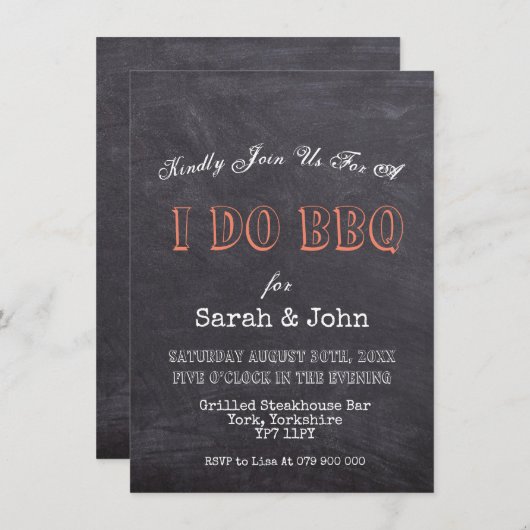 Rustisch zwart karton I Do BBQ Kaart (Voorkant / Achterkant)