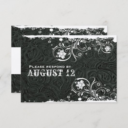 Rustisch zwart leder RSVP (Voorkant / Achterkant)