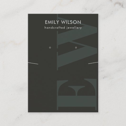 Rustisch zwart monogram Ketting voor oormerking Visitekaartje (Voorkant)