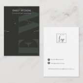 Rustisch zwart monogram Ketting voor oormerking Visitekaartje (Voorkant / Achterkant)