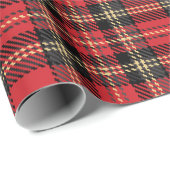 Rustisch zwart rood geel tartan vlakpatroon cadeaupapier (Rol Hoek)