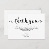 Rustisch zwart script, bruiloft bedankt informatiekaartje (Voorkant / Achterkant)