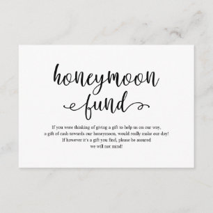 Rustisch zwart script, Wedding Honeymoon Fund wish Informatiekaartje