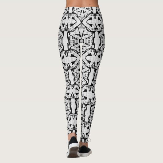 Rustisch zwart-wit Abstract patroon Leggings (Achterkant)