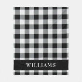 Rustisch zwart-wit buffelmonogram fleece deken (Voorkant)
