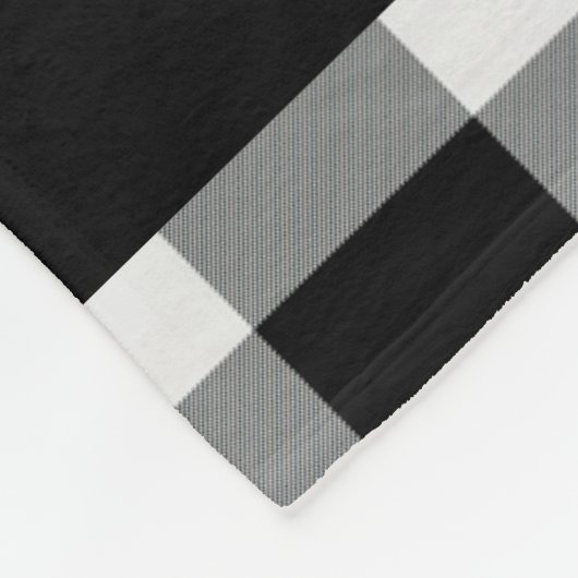 Rustisch zwart-wit buffelmonogram fleece deken (Hoek)