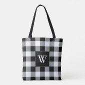 Rustisch zwart-wit buffelmonogram tote bag (Achterkant)