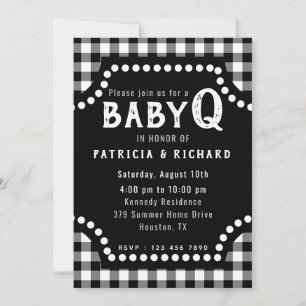 Rustisch zwart-wit Gingham BabyQ-Baby shower  Kaart