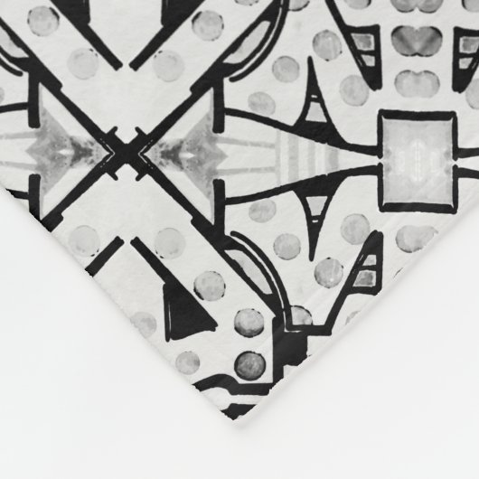 Rustisch zwart-wit koel patroon fleece deken (Hoek)