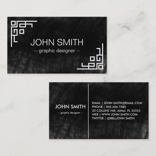 Rustisch zwart-witbord grafisch visitekaartje (Voorkant / Achterkant)