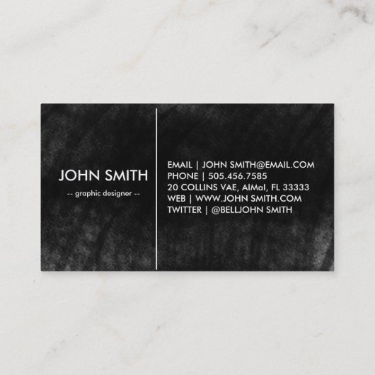 Rustisch zwart-witbord grafisch visitekaartje (Achterkant)