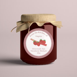 Rustische aardbei Rhubarb Jam Kraft Label Sticker