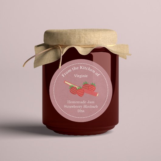 Rustische aardbei Rhubarb Jam Label Sticker
