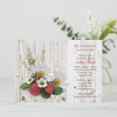 Rustische aardbeien Daisy Bridal Shower Kaart (Staand voorkant)