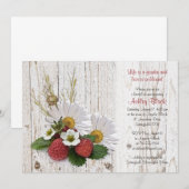 Rustische aardbeien Daisy Bridal Shower Kaart (Voorkant / Achterkant)