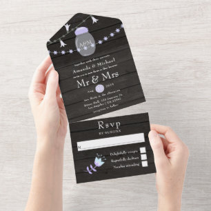 Rustische achtertuin Mason Jar Spring All in One I Uitnodiging